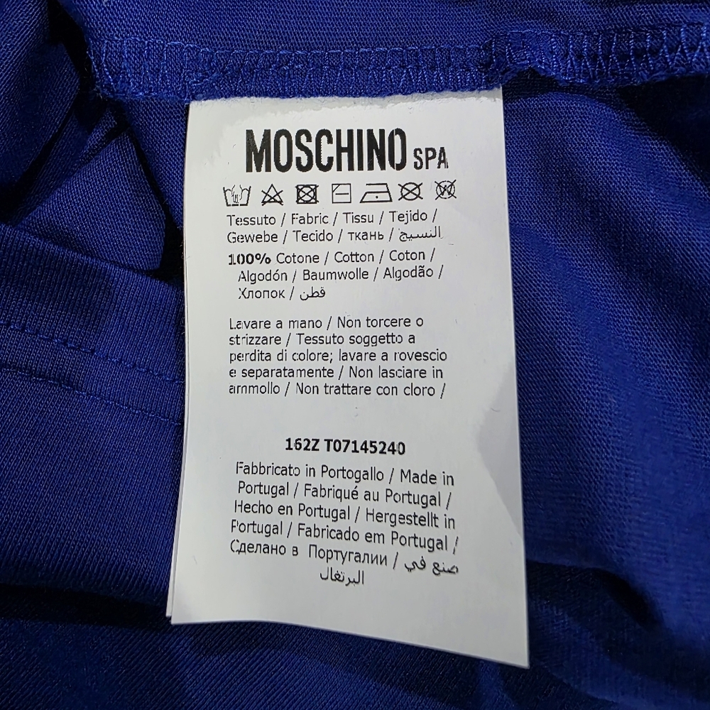 Moschino Blue Orange Logo Cotton Short Sleeve T‎ Shirt - Picture 6 of 6